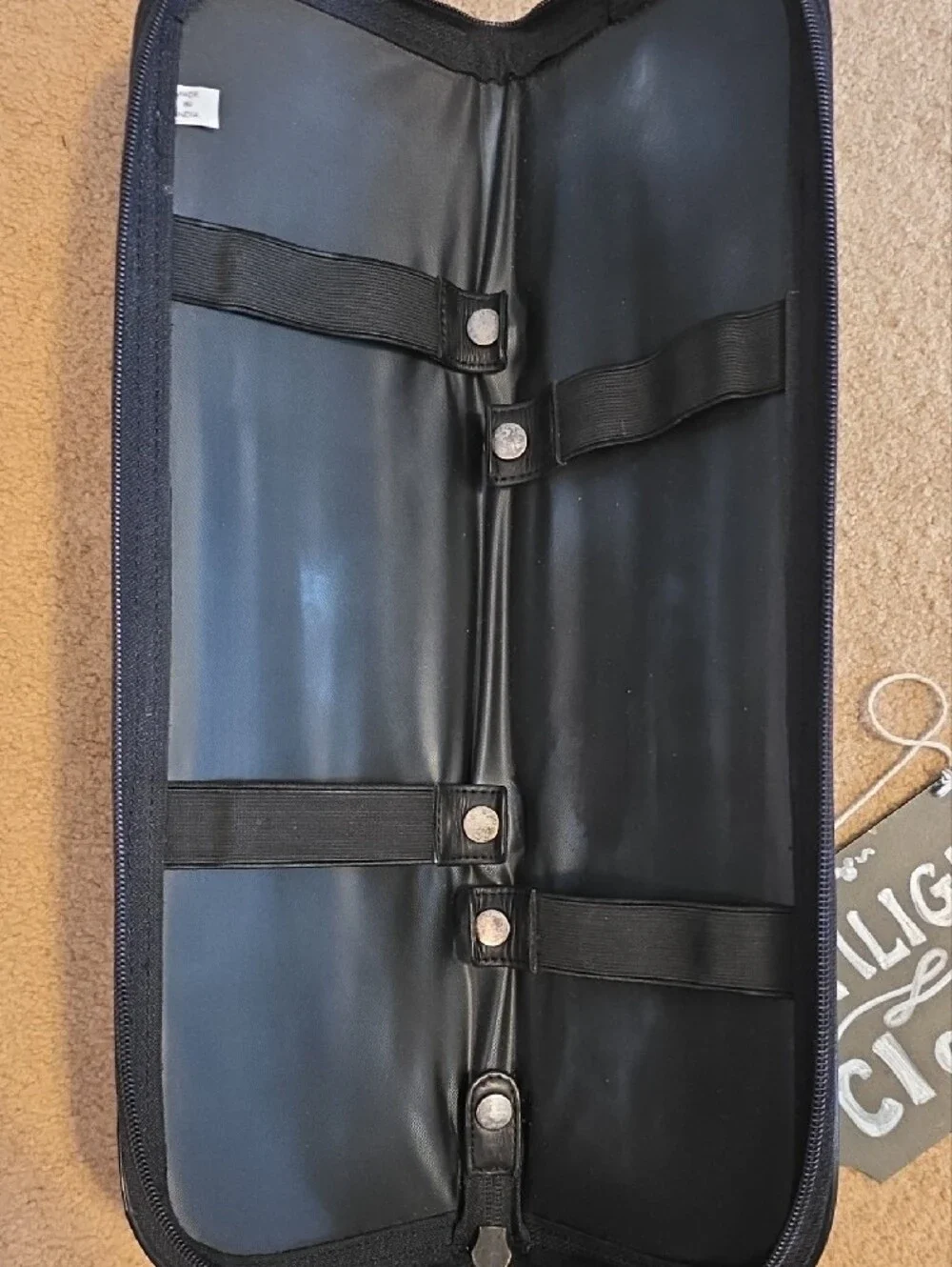 Buxton Zip Travel Case Neck Ties Black Navy Golf Pattern